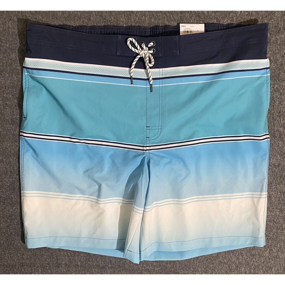 Sonoma Mens Blue Ombre Striped Flexwear Board Shorts 9in Inseam XXL NWT